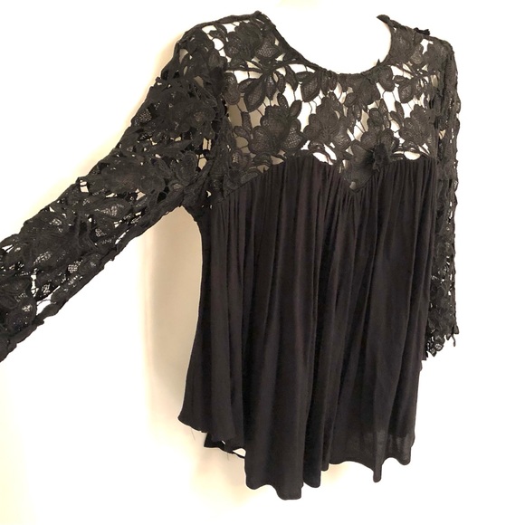 Anthropologie Tops - Anthropologie GUEST EDITOR Black Lace Smock Top